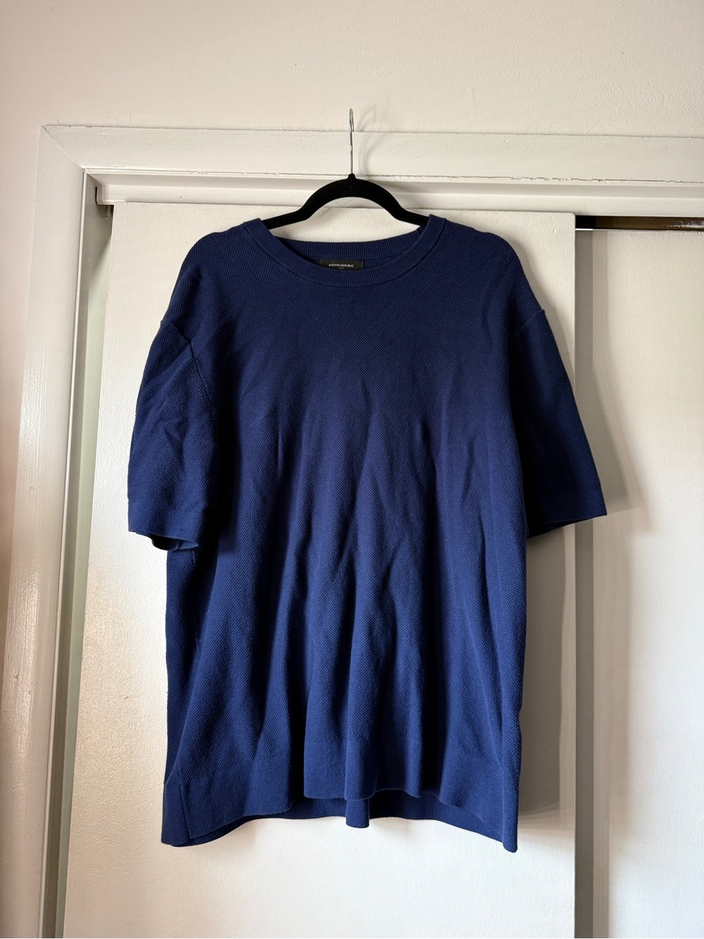 Banana Republic Men’s Cotton Sweater Short Sleeve Shirt Navy